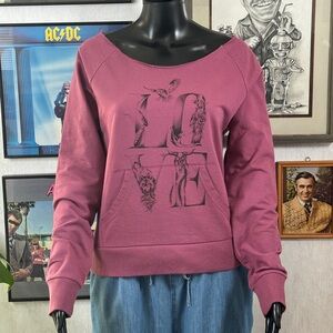 O’Neill Pink “LOVE” Graphic Off-Shoulder Sweatshirt — Size Large